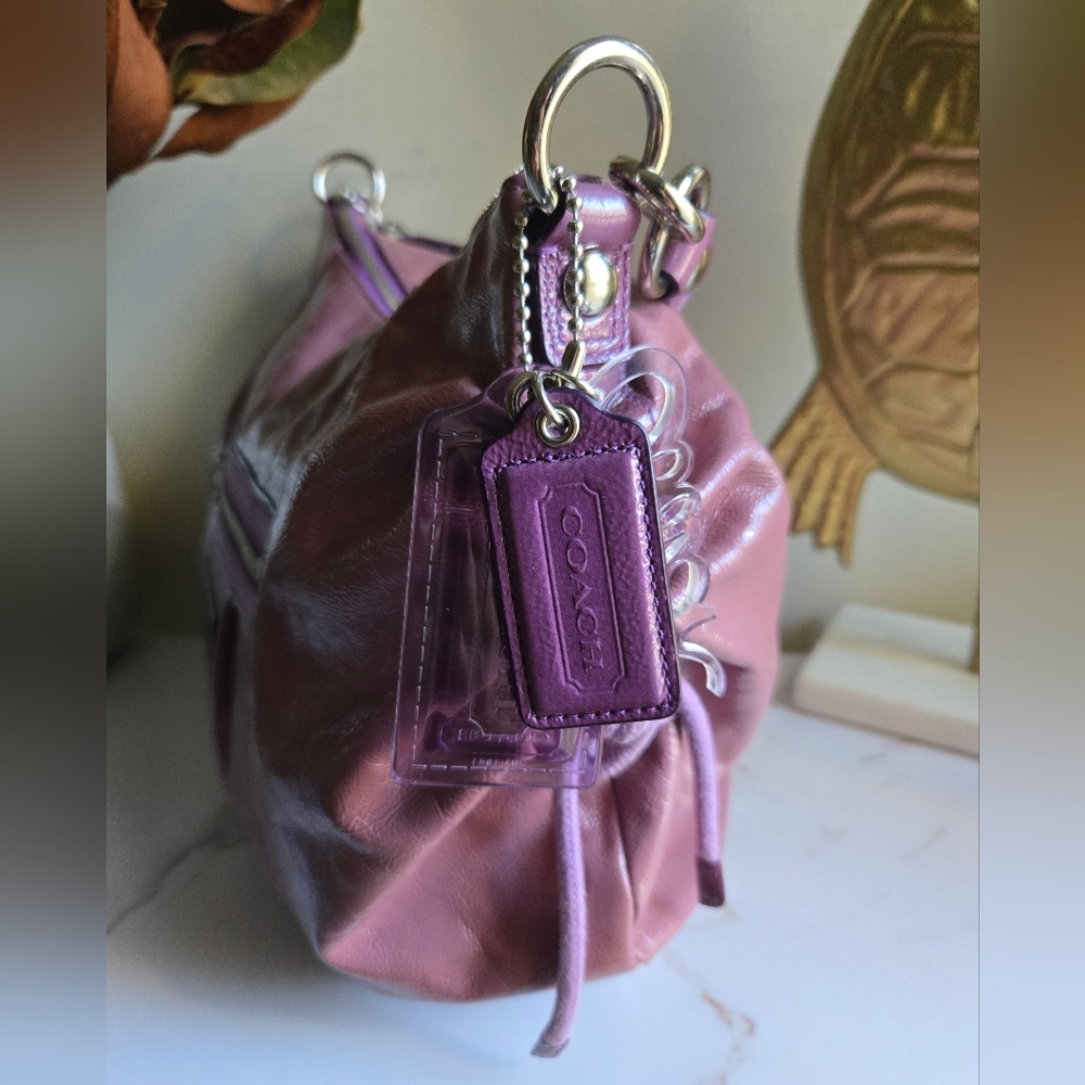 GUC Vintage Coach Poppy Jazzy Pink Patent Leather Shoulder Hobo Bag - Picture 10 of 13